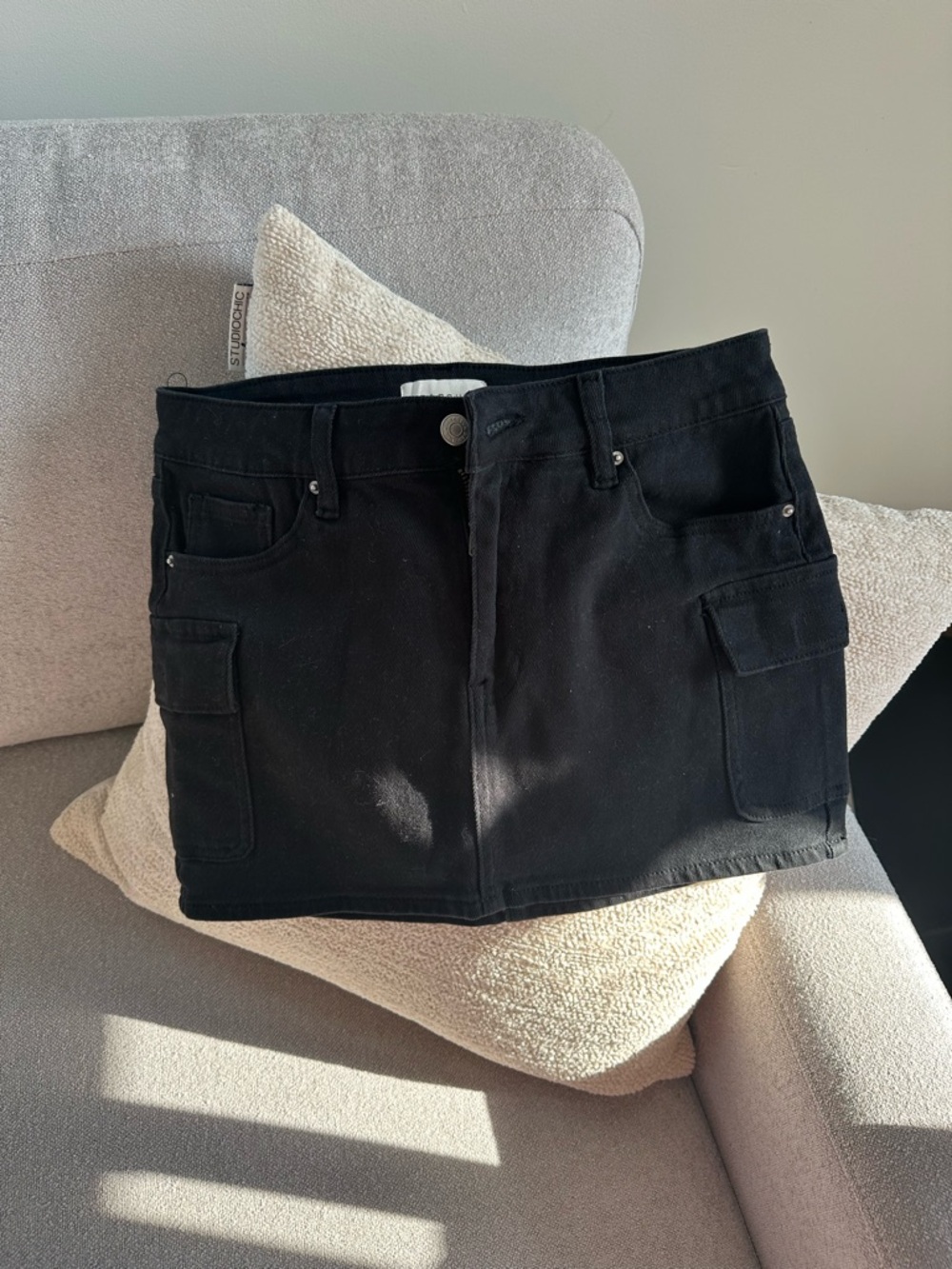 Pacsun Black Denim Cargo Mini Skirt